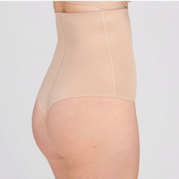 EUC ASSETS by SPANX Women's Flawless Finish High-Waist Shaping Thong Beige SZ L - Picture 2 of 11